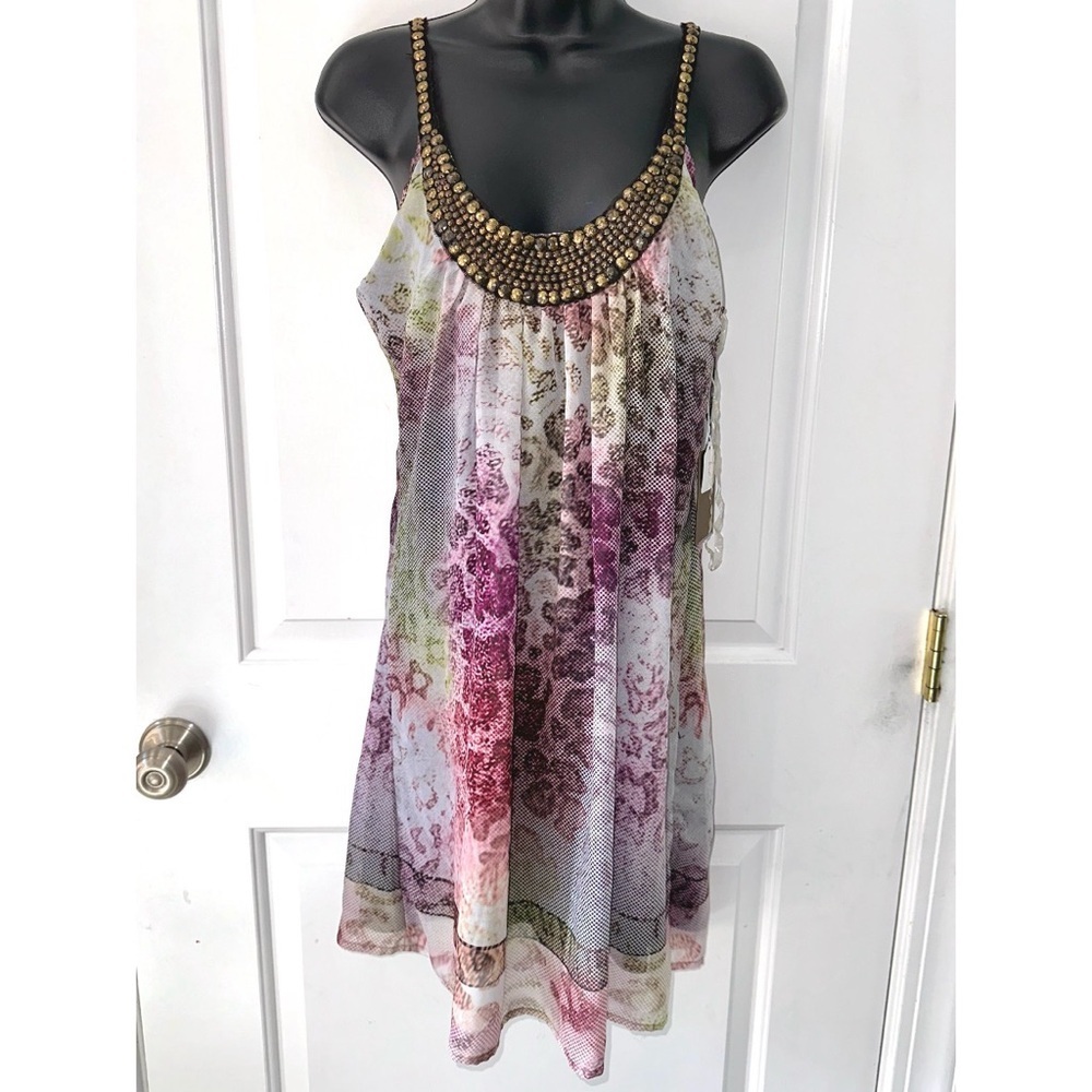 Harper brand purple & green animal print dress NWT
